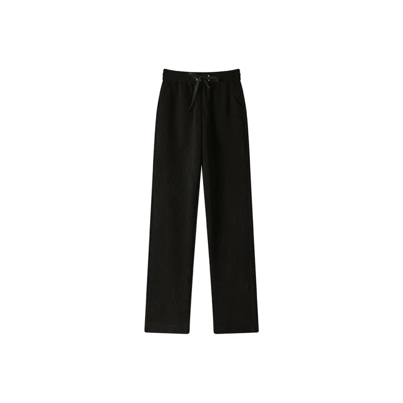 0571 Family High Rise Straight Fit Wide Leg Casual Pants Women's Black-0