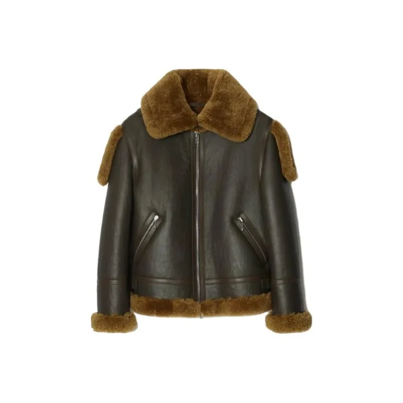 Burberry Shearling Leather Aviator Jacket-0