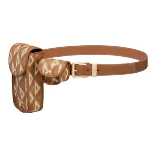 DIOR Calfskin, Brass, Gold Plated Leather Belts Men's Brown Width 3CM