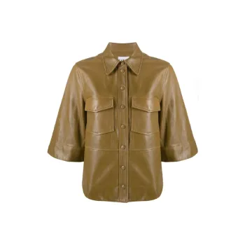GANNI Leather Jackets Women's Yellow