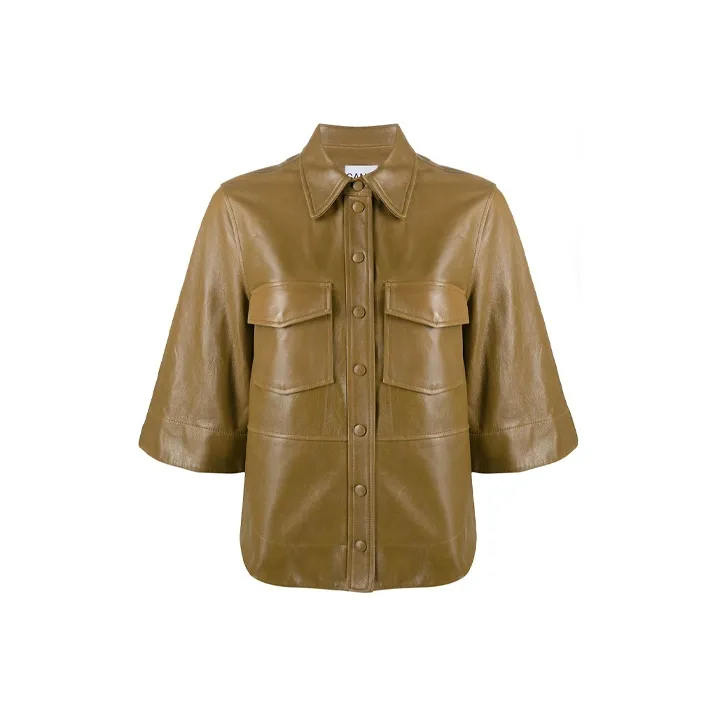 GANNI Leather Jackets Women's Yellow-0