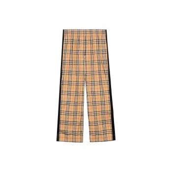 Burberry Vintage Chech Motif Cotton Pants Beige Women's