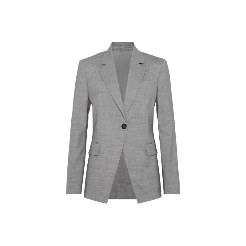 Brunello Cucinelli Mélange Effect Single Breasted Tailored Blazer-0