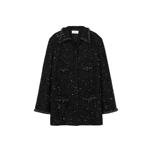 Roselingling Coat Women's Shimmering Silver Scales Black