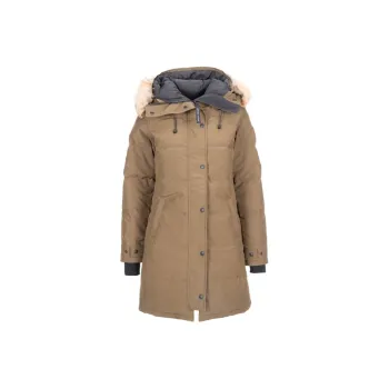 Canada Goose Shelburne Series Solid Color Hooded Mid-Length Puffer Jacket Women's Brown