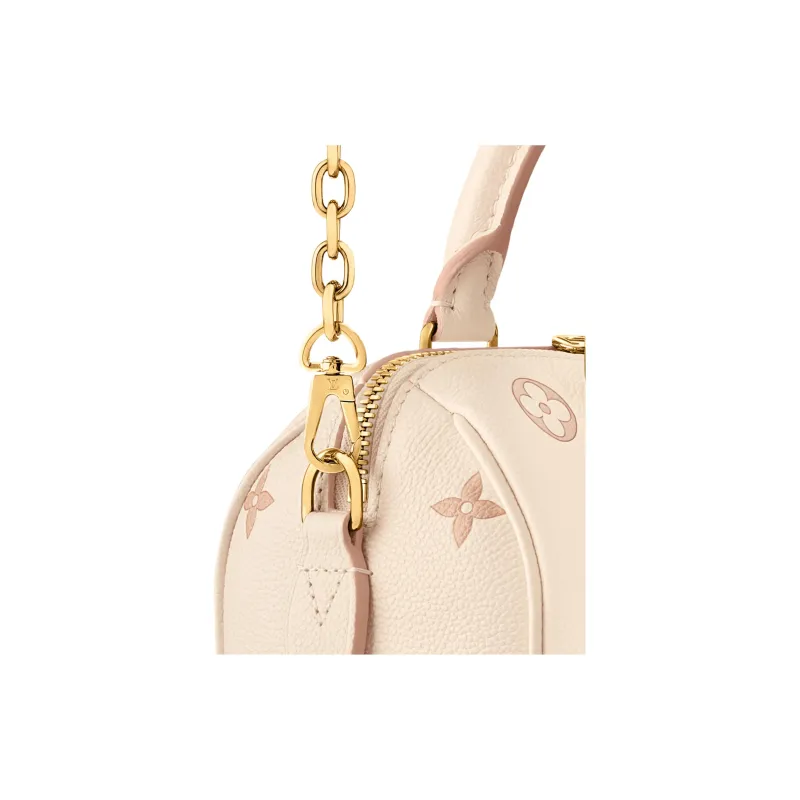 LOUIS VUITTON Speedy Embossed Grain Cow Leather Shoulder Bag, Crossbody Bag, Handbag Women's Beige-4