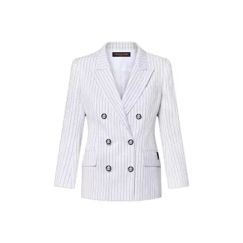 LOUIS VUITTON Nautical Double-Breasted Pinstripe Blazer Business Suits Coats Women's White