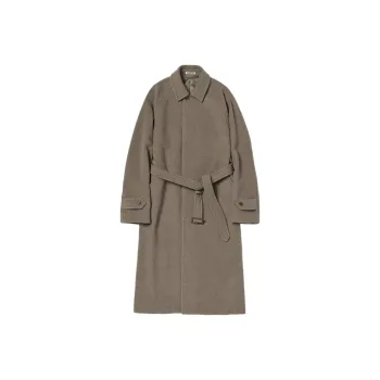 Auralee Super Fine Wool Mosser Soutien Collar Coat 'Khaki Beige'