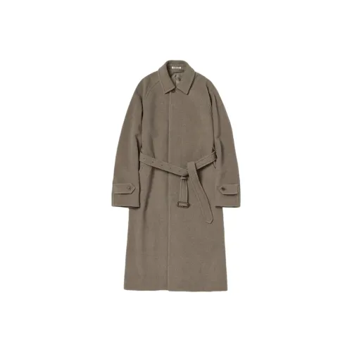 Auralee Super Fine Wool Mosser Soutien Collar Coat 'Khaki Beige'