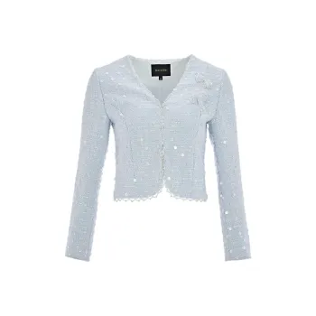 Marie Elie Cropped Coats Women's Gray Purple