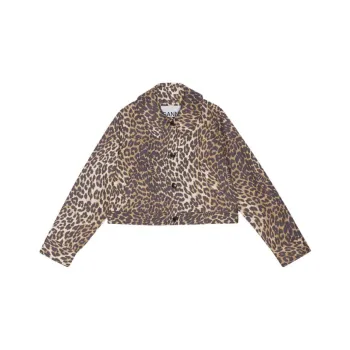 GANNI Cropped Coats Women's Leopard Print