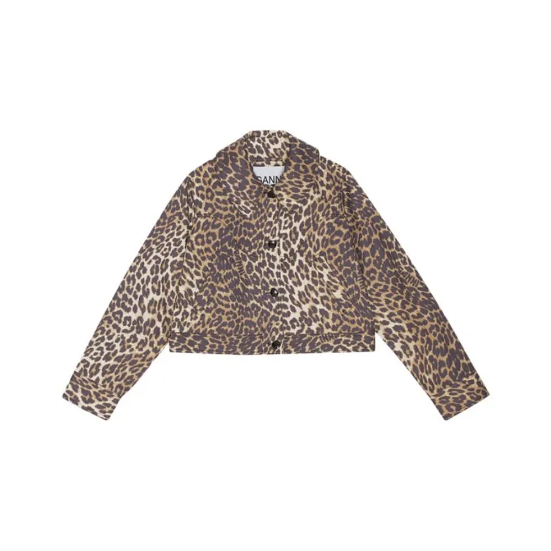 GANNI Cropped Coats Women's Leopard Print-0