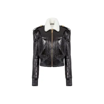 BALMAIN Leather Jackets Women's Black