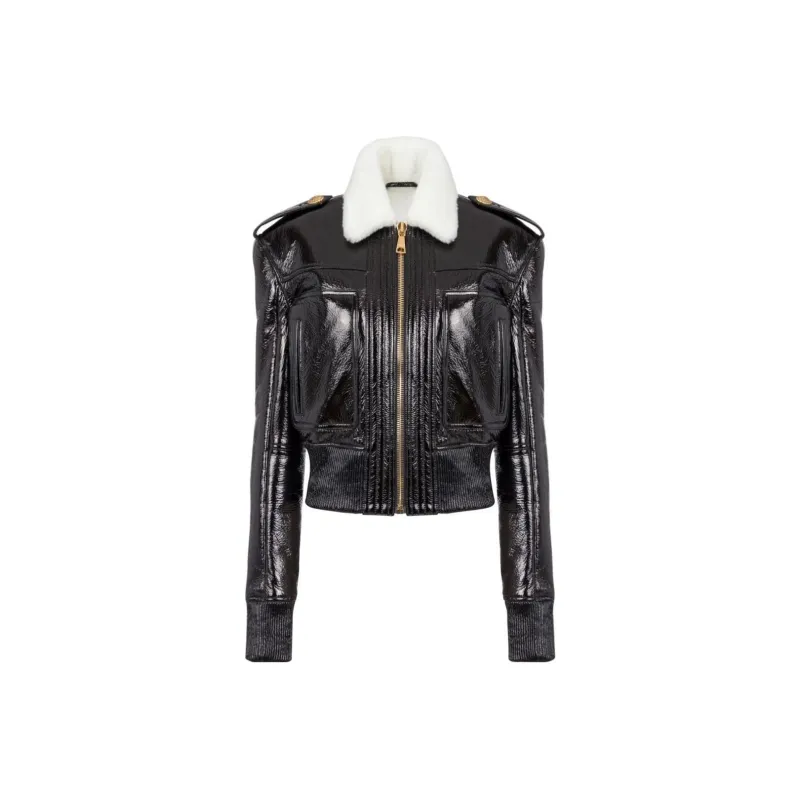 BALMAIN Leather Jackets Women's Black-0