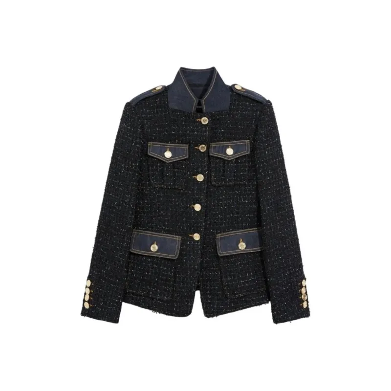 Bebe FW24 Denim Jacket Women's Navy Blue-0