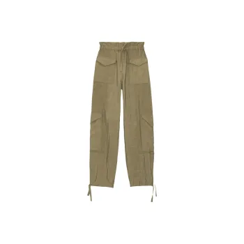 GANNI Light Slub High Waist Cargo Trousers