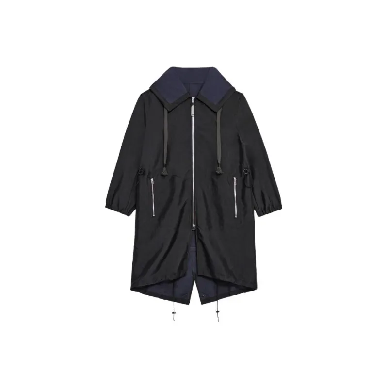 THEORY Designer Co-authored Collection Trench Coats Women's Black & Navy Blue-0