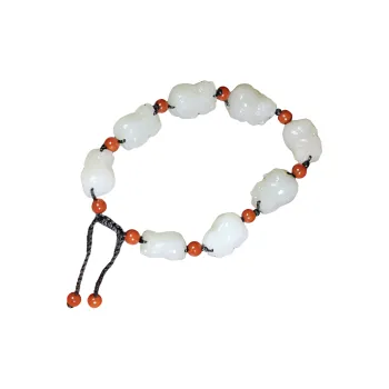 Jade Charm Yao Hetian Jade Bracelets Pale Greenish White Jade Men's