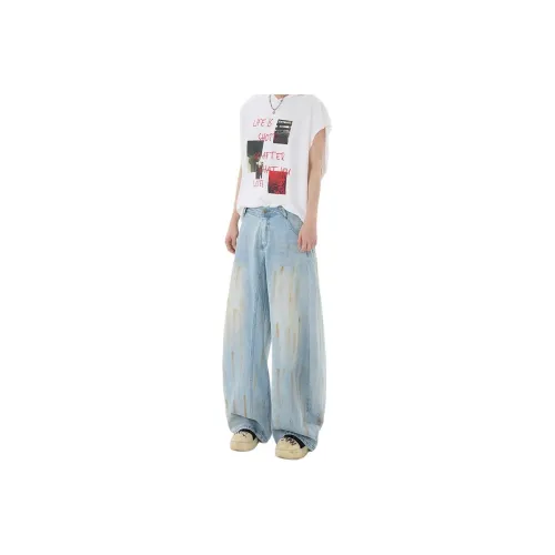 FONDLOOK Casual Pants Unisex Dirty Blue