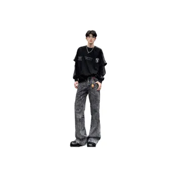 REXSHION Jeans Unisex Black Gray Color