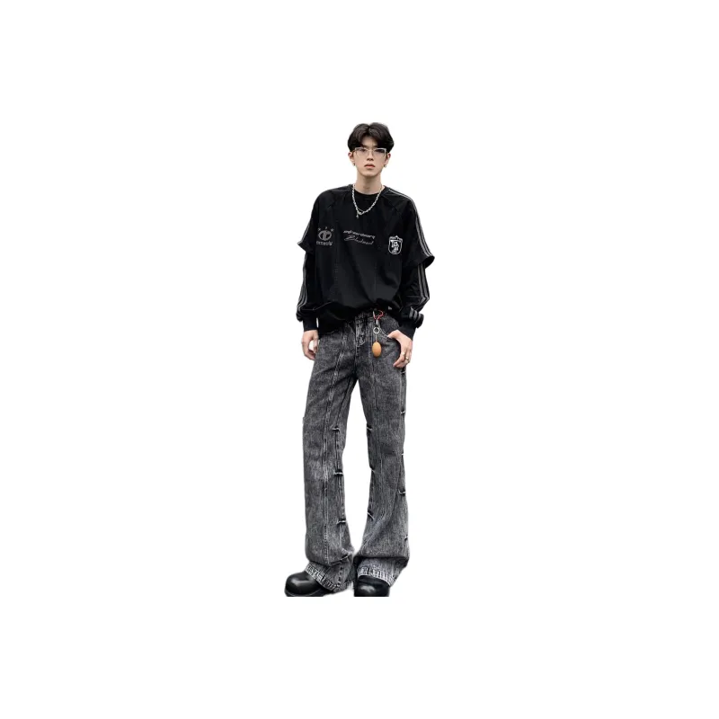 REXSHION Jeans Unisex Black Gray Color-0