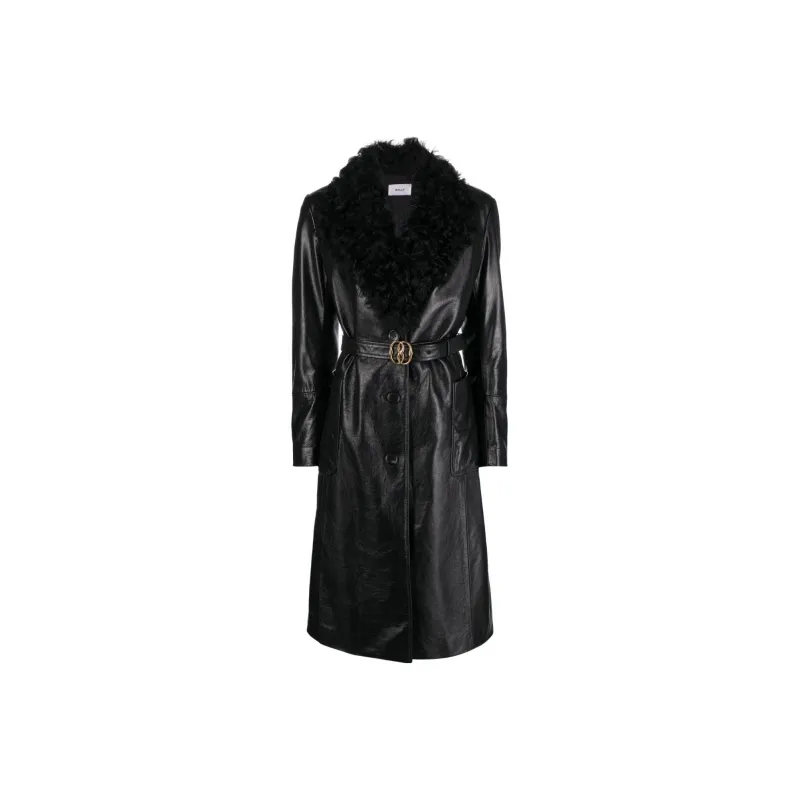 BALLY Shearling-trim Belted Leather Coat-0