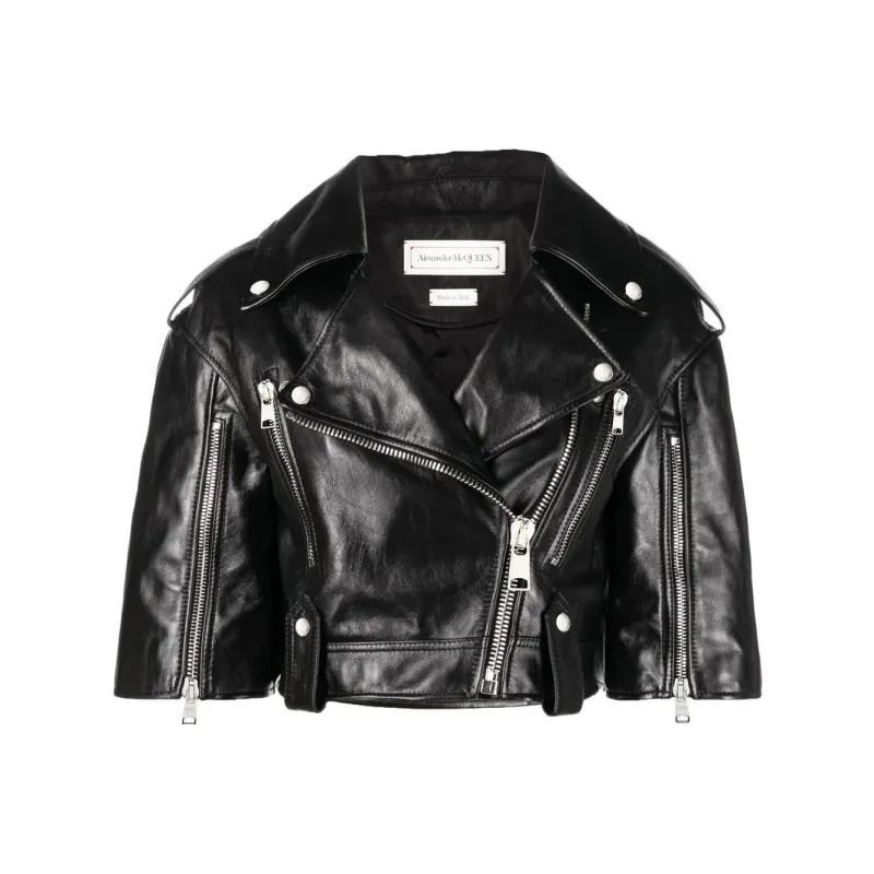 Alexander McQueen Leather Jackets Women's Black-0