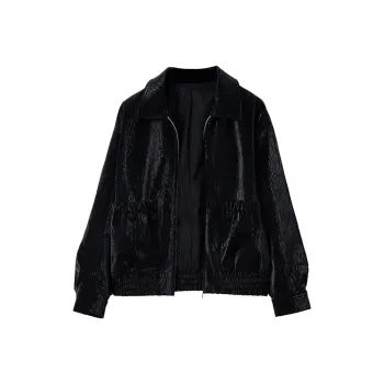 SOON FLOWER Leather Jacket Women's Black