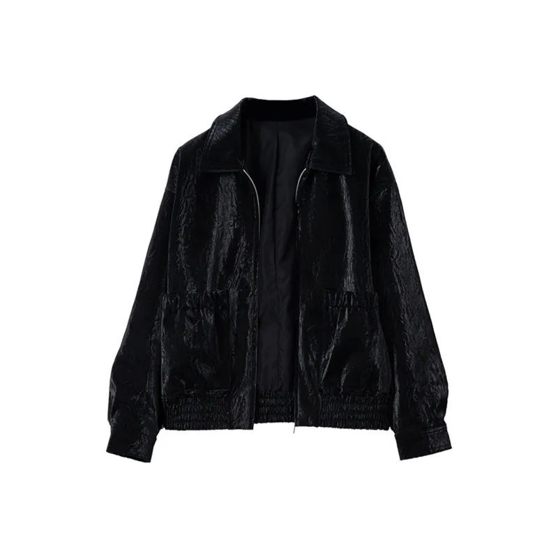SOON FLOWER Leather Jacket Women's Black-0