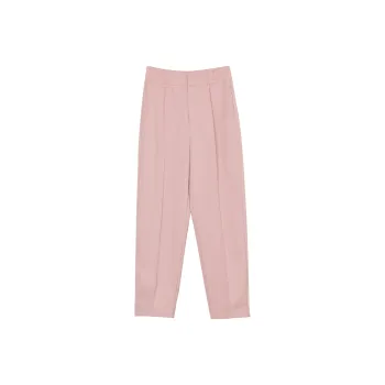 Fstudio Korean Style Petite Draping Solid Color High Rise Straight Fit Casual Pants Women's