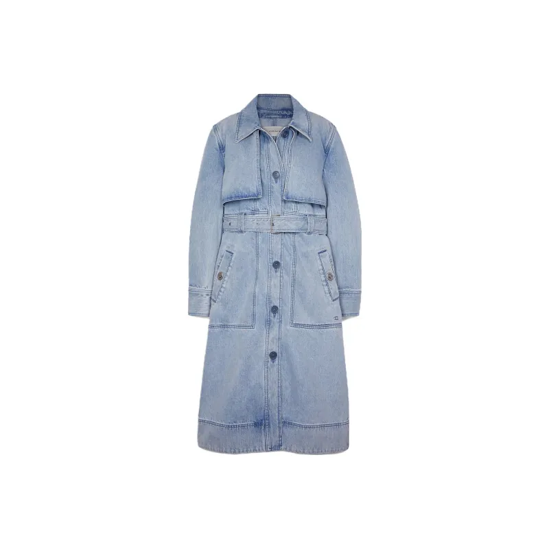 COACH Trench Coats Women's Blue-0