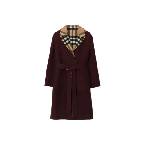 Burberry Coats Women's Plum Red
