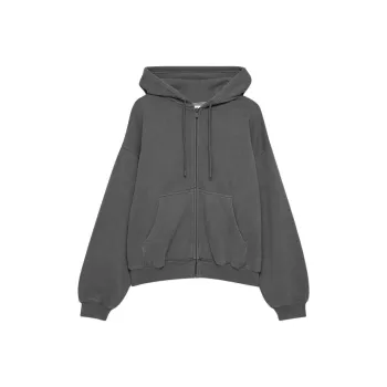 ARITZIA Sweatfleece Cozy Fleece Mega Drop Shoulder Zip Hoodie Sweatshirt Women's Coal Grey/Coal Gray