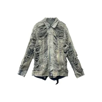 Rick Owens DRKSHDW Jumbo Worker Ripped Denim Jacket