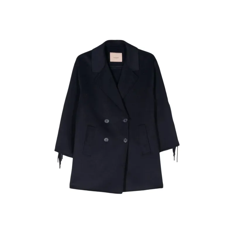 Twinset Fringed Double breasted Coat-0
