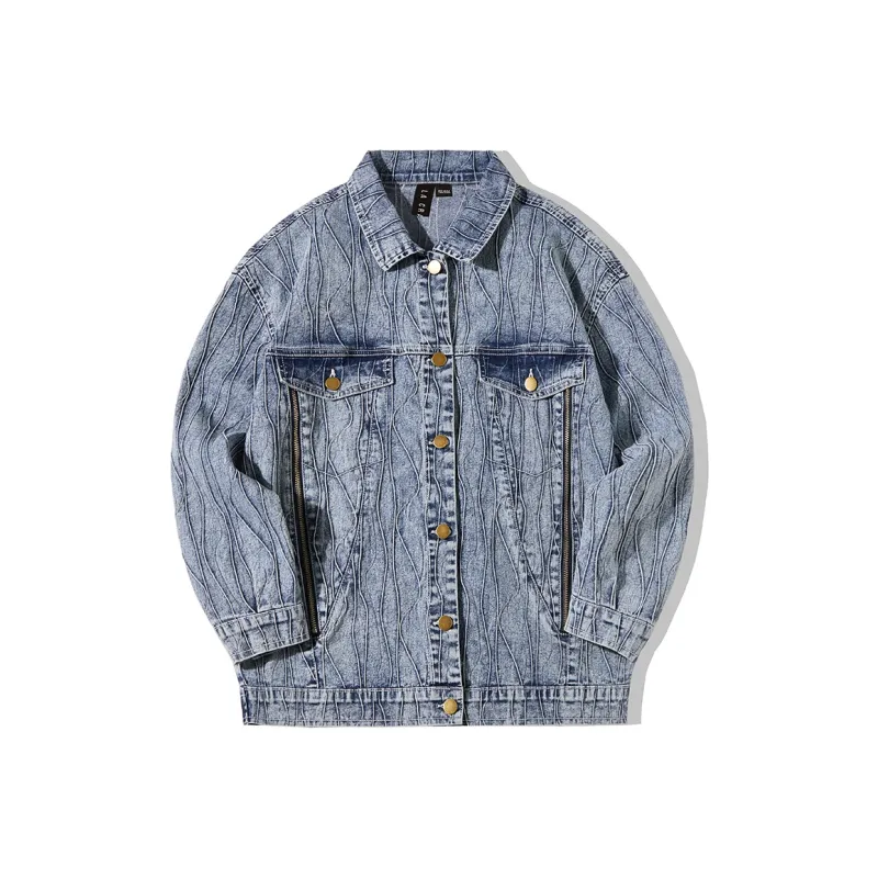 LA CRAWFISH Loose Fit Denim Jacket Women's Denim Blue-0