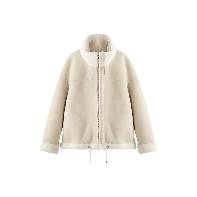 Demana Velvet feel Coat Women's Cream Apricot-0