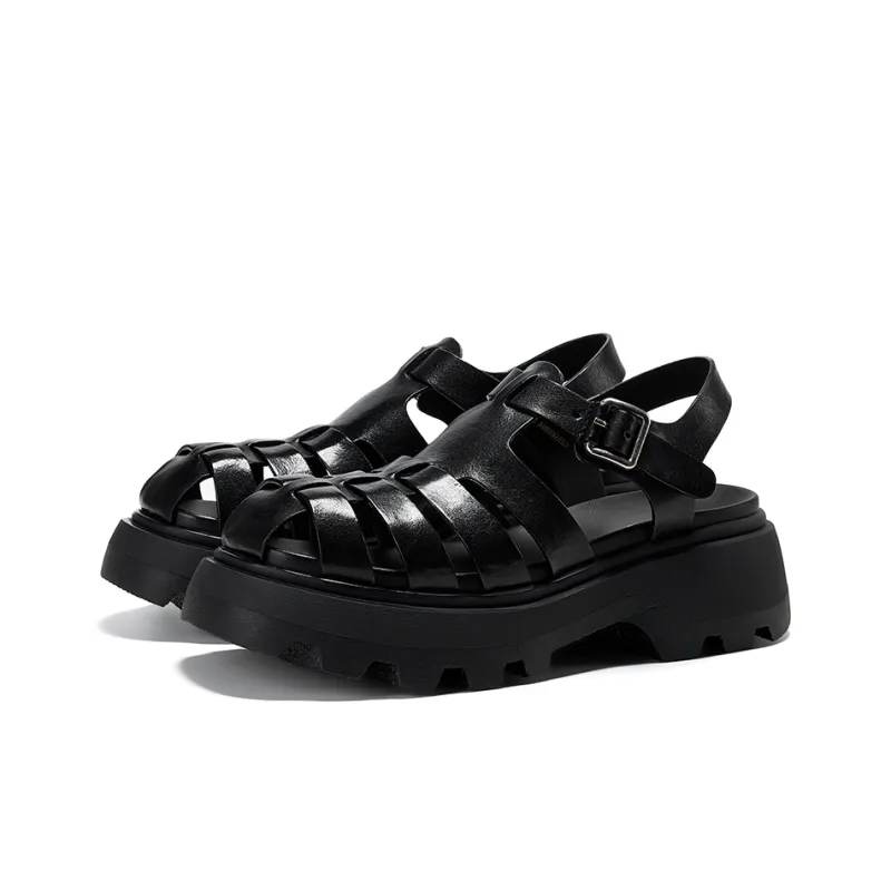GG CC Platform Roman Sandals 6.5cm Women's Black-2