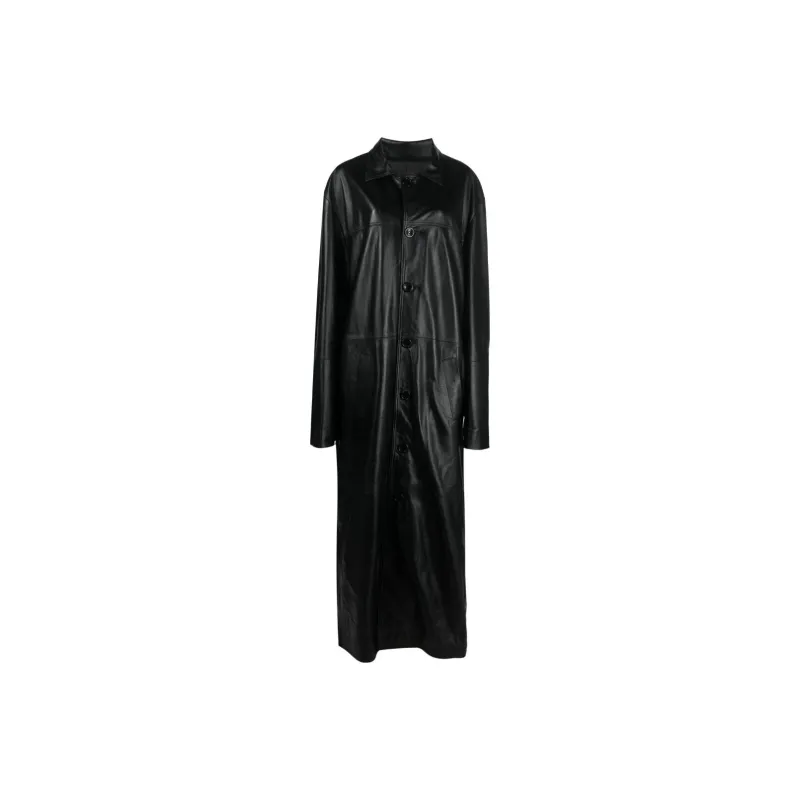 MANOKHI Button-front Leather Coat-0