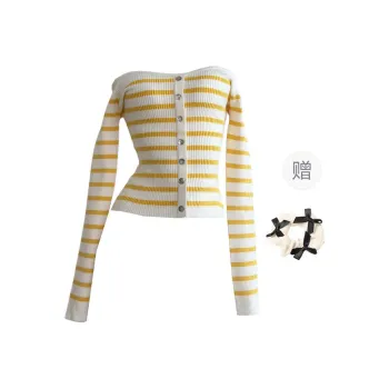 TURN UP Knitwear Women's Yellow White Stripes