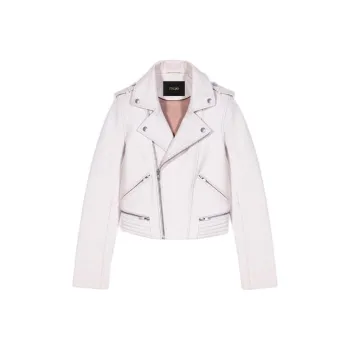 Maje Matelassé-detailing Leather Biker Jacket