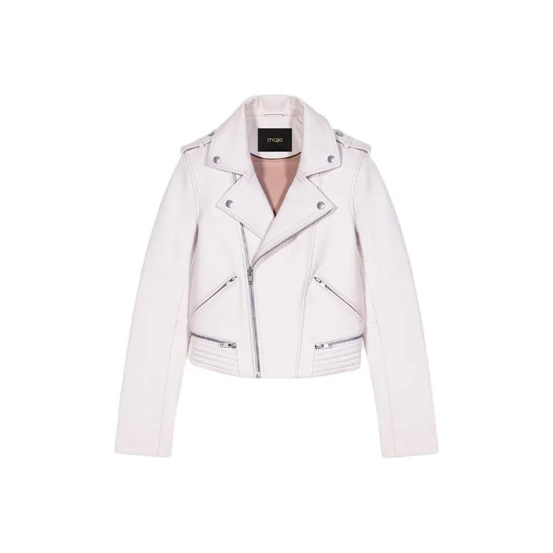 Maje Matelassé-detailing Leather Biker Jacket-0