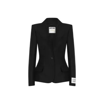 MOSCHINO Cotton Duchesse Single-Breasted Jacket Business Suit Women's Black
