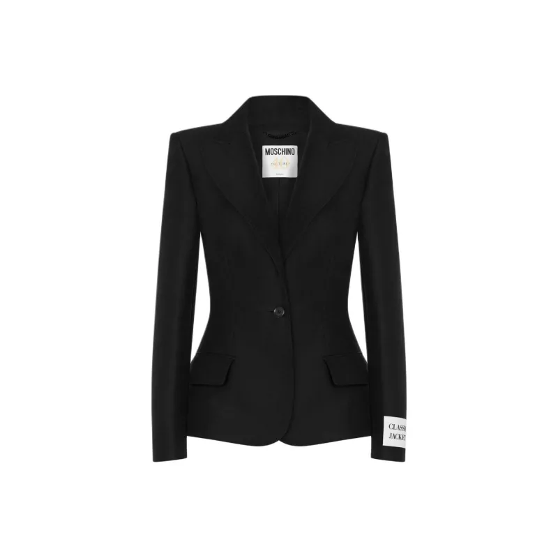 MOSCHINO Cotton Duchesse Single-Breasted Jacket Business Suit Women's Black-0