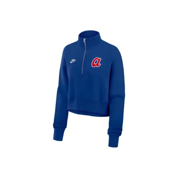 Nike Atlanta Braves Cooperstown Phoenix Women's Nike Mlb Cropped 1/2 Zip Crew