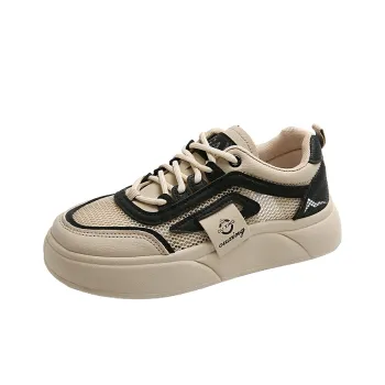 ATONGMU Casual Shoes Women's Low Top Khaki/White/Black