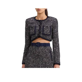 Self-portrait SS23 Cropped Coats Women's Black Mixed Color