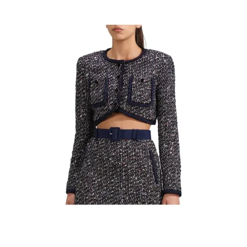 Self-portrait SS23 Cropped Coats Women's Black Mixed Color