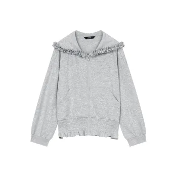 ELF SACK Sweatshirt Women's Lace Trim With Silver Gray