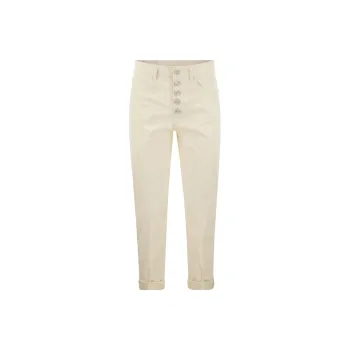 Dondup Logo Patch Cropped Straight Leg Jeans